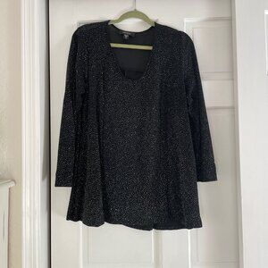 Holiday tunic Karen Kane women's sparkly black tunic long sleeves 1X